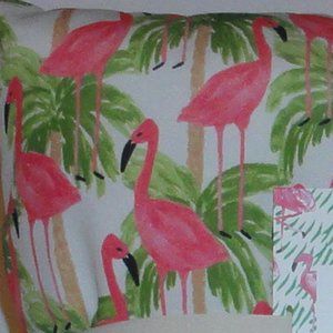 Bouffants Outdoor Pillow Set of 2 NEW Pink Flamingo 18x18 patio pool, H115